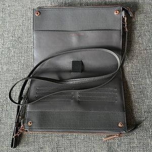 DAGNE DOVER Leather Trim Coated Canvas Crossbody Bag New Condition